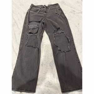 Hollister Women's Curvy High Rise Straight Jeans Gray Size 7 Ripped